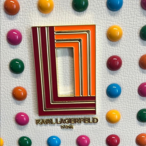 Karl Lagerfeld | White Multicolor Studded Camera Crossbody Bag ✨ - Picture 5 of 17